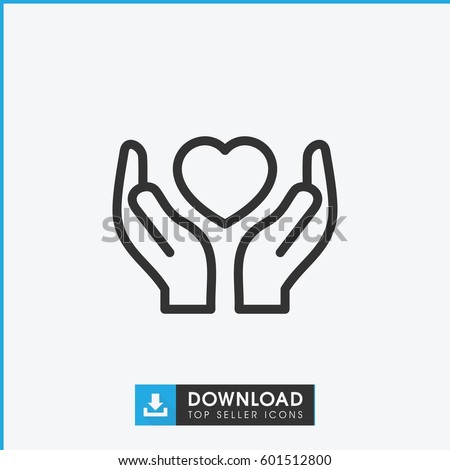 hands holding heart icon. simple outline hands holding heart vector icon. on white background.