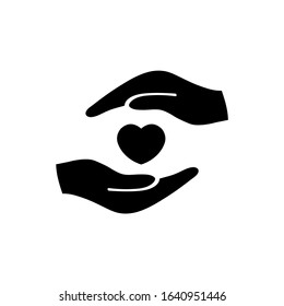 Hands holding heart icon. Vector
