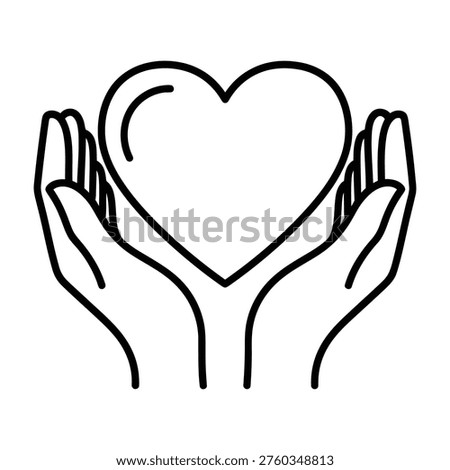 Hands holding heart icon, vector illustration for love, care, and compassion concepts