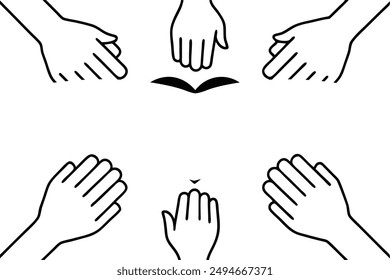 Hands holding heart line art minimalist design kindness