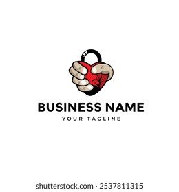 hands holding heart logo design