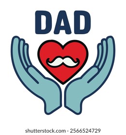 Hands Holding a Heart with Mustache, Celebrating Dad