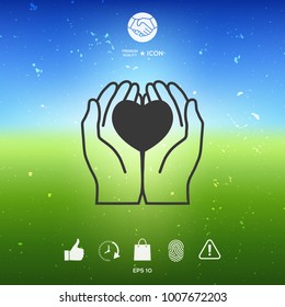 Hands holding heart - protection icon
