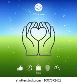 Hands holding heart - protection icon