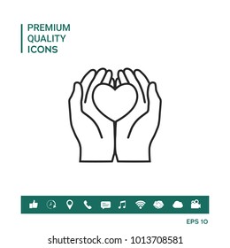 Hands holding heart - protection icon