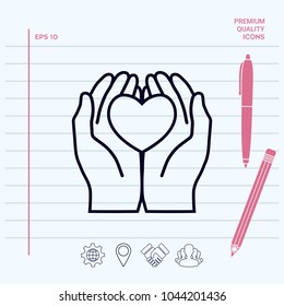 Hands holding heart - protection icon