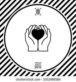 Hands holding heart - protection icon