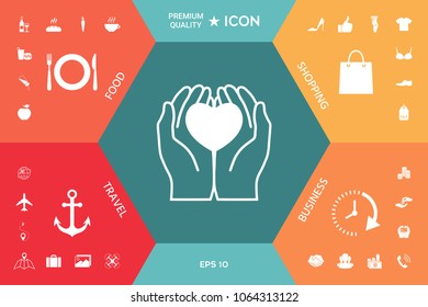 Hands holding heart - protection icon