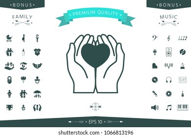 Hands holding heart - protection icon