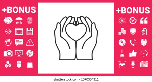 Hands holding heart - protection icon