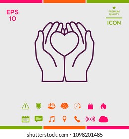 Hands holding heart - protection icon