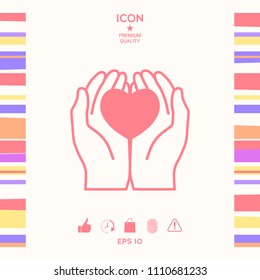 Hands holding heart - protection icon