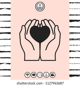 Hands holding heart - protection icon