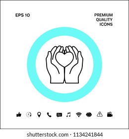 Hands holding heart - protection icon