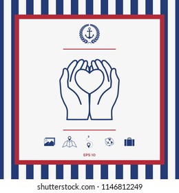 Hands holding heart - protection icon
