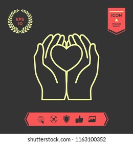 Hands holding heart - protection icon