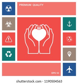 Hands holding heart - protection icon