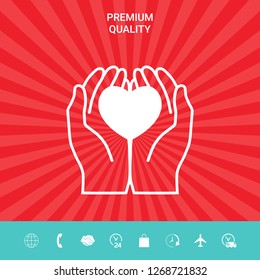 Hands holding heart - protection icon. Graphic elements for your design