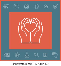 Hands holding heart - protection icon. Graphic elements for your design
