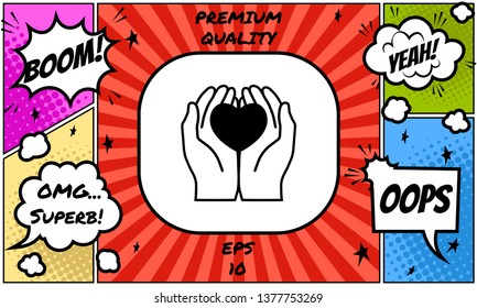 Hands holding heart - protection icon. Graphic elements for your design