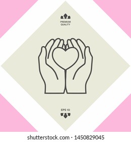 Hands holding heart - protection icon. Graphic elements for your design