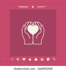 Hands holding heart - protection icon. Graphic elements for your design