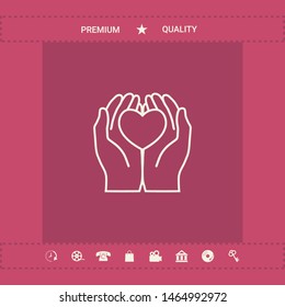 Hands holding heart - protection icon. Graphic elements for your design