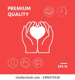 Hands holding heart - protection icon. Graphic elements for your design