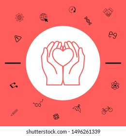 Hands holding heart - protection icon. Graphic elements for your design
