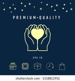 Hands holding heart - protection icon. Graphic elements for your design