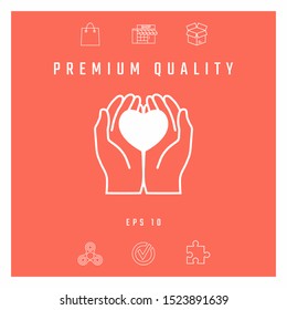 Hands holding heart - protection icon. Graphic elements for your design
