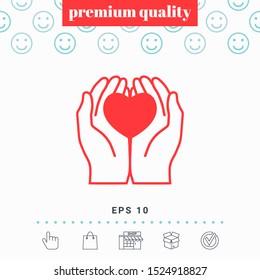 Hands holding heart - protection icon. Graphic elements for your design