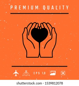 Hands holding heart - protection icon. Graphic elements for your design
