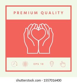 Hands holding heart - protection icon. Graphic elements for your design