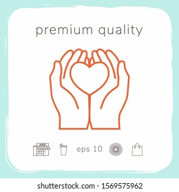 Hands holding heart - protection icon. Graphic elements for your design
