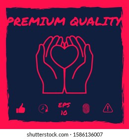 Hands holding heart - protection icon. Graphic elements for your design