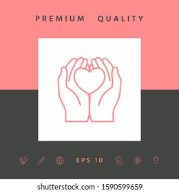 Hands holding heart - protection icon. Graphic elements for your design