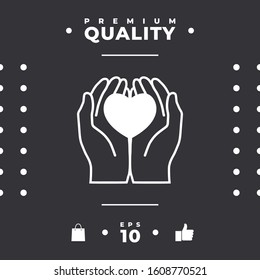 Hands holding heart - protection icon. Graphic elements for your design
