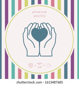 Hands holding heart - protection icon. Graphic elements for your design