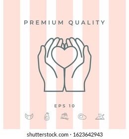 Hands holding heart - protection icon. Graphic elements for your design