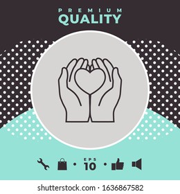 Hands holding heart - protection icon. Graphic elements for your design