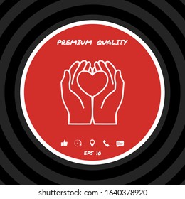 Hands holding heart - protection icon. Graphic elements for your design