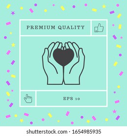 Hands holding heart - protection icon. Graphic elements for your design