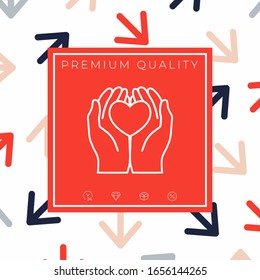 Hands holding heart - protection icon. Graphic elements for your design