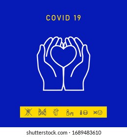 Hands holding heart - protection icon. Graphic elements for your design