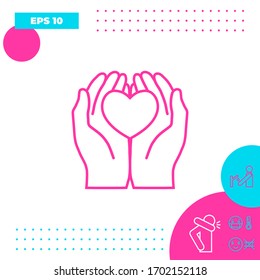 Hands holding heart - protection icon. Graphic elements for your design