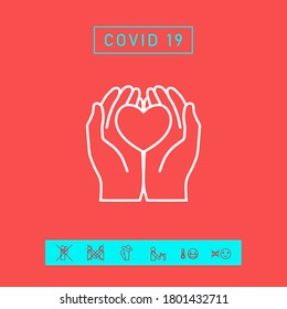 Hands holding heart - protection icon. Graphic elements for your design