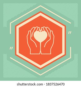 Hands holding heart - protection icon. Graphic elements for your design