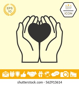Hands holding heart - protection icon