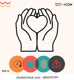 Hands holding heart - protection icon